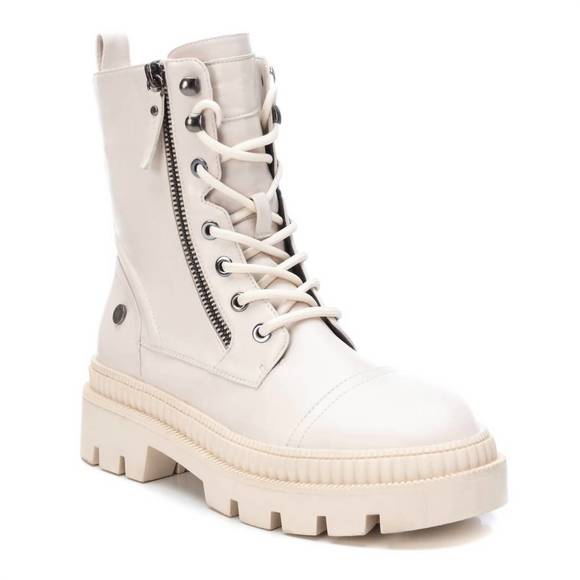 NEW XTI women's combat boots in open white - Picture 1 of 4